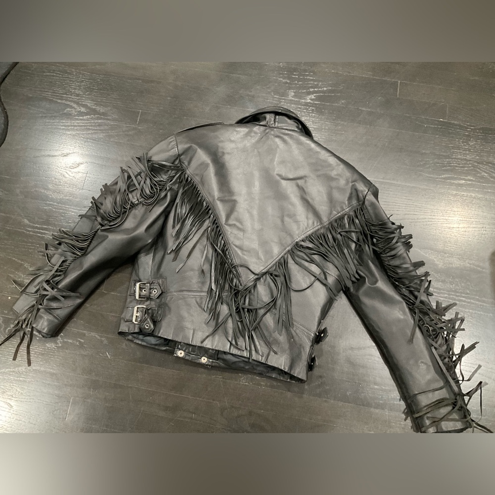 MENS VINTAGE CHIA FRINGE LEATHER JACKET - Picture 15 of 16